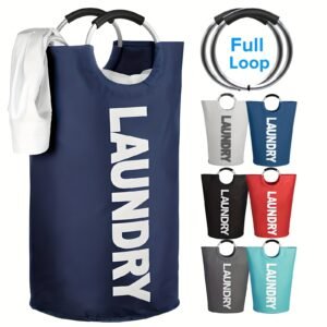 25.1gal Extra Large Foldable Laundry Basket Hamper Bag (Aluminum Full Loop Handle) - Tall Collapsible Fabric Clothes Bin For Bedroom, Bathroom, College Dorm Storage, Closet Organization & Washing (Space-Saving Design)