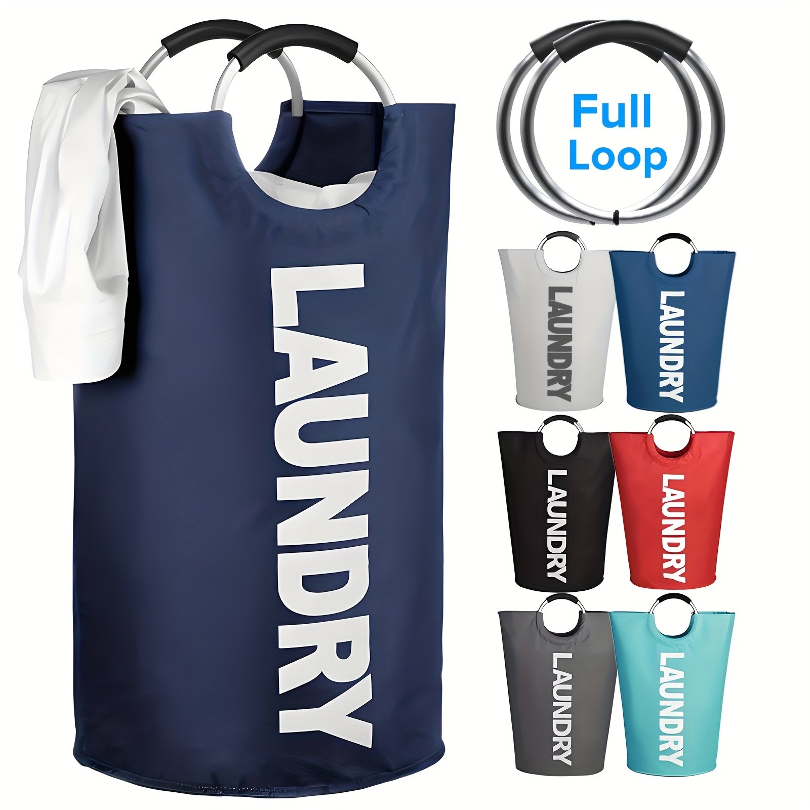 25.1gal Extra Large Foldable Laundry Basket Hamper Bag (Aluminum Full Loop Handle) - Tall Collapsible Fabric Clothes Bin For Bedroom, Bathroom, College Dorm Storage, Closet Organization & Washing (Space-Saving Design)