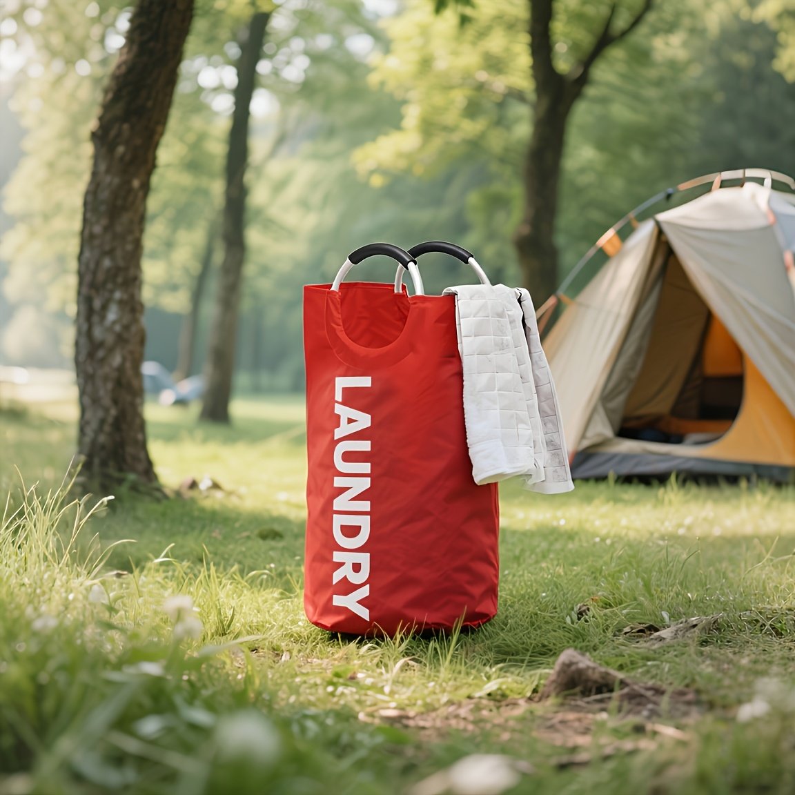 25.1gal Extra Large Foldable Laundry Basket Hamper Bag (Aluminum Full Loop Handle) - Tall Collapsible Fabric Clothes Bin For Bedroom, Bathroom, College Dorm Storage, Closet Organization & Washing (Space-Saving Design) - Image 12