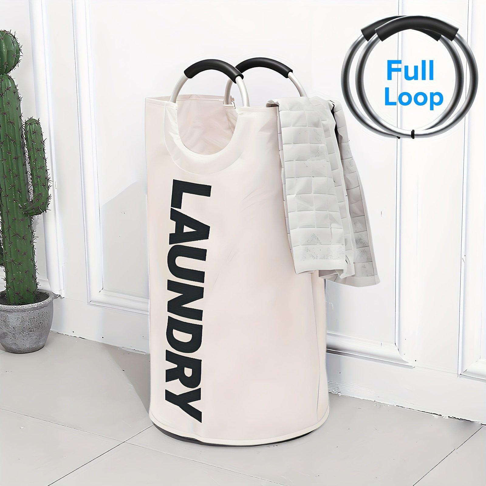 25.1gal Extra Large Foldable Laundry Basket Hamper Bag (Aluminum Full Loop Handle) - Tall Collapsible Fabric Clothes Bin For Bedroom, Bathroom, College Dorm Storage, Closet Organization & Washing (Space-Saving Design) - Image 11