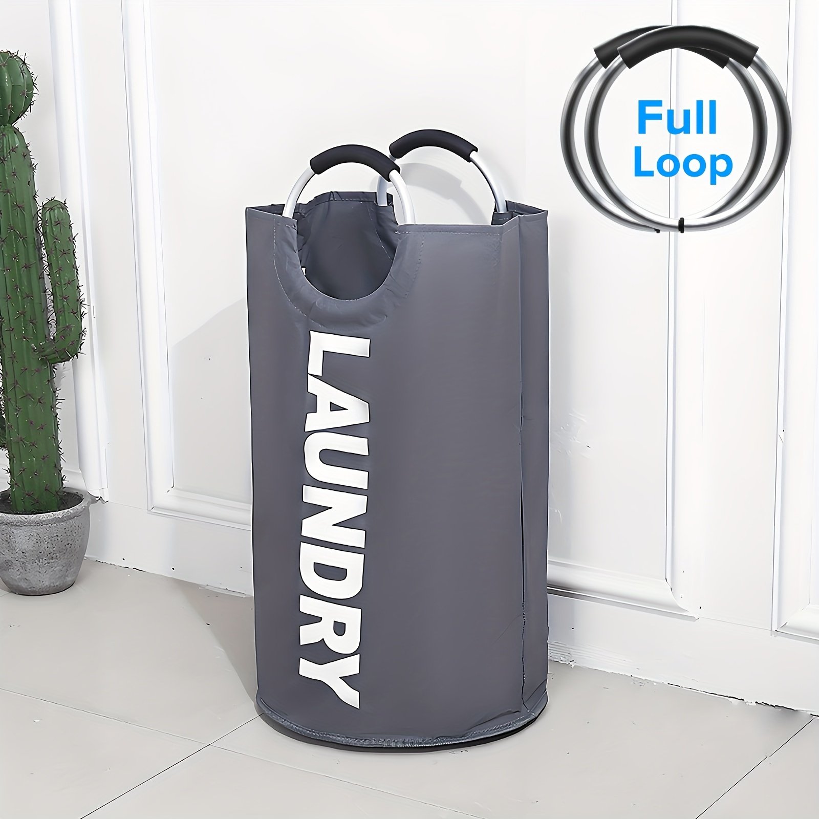 25.1gal Extra Large Foldable Laundry Basket Hamper Bag (Aluminum Full Loop Handle) - Tall Collapsible Fabric Clothes Bin For Bedroom, Bathroom, College Dorm Storage, Closet Organization & Washing (Space-Saving Design) - Image 9