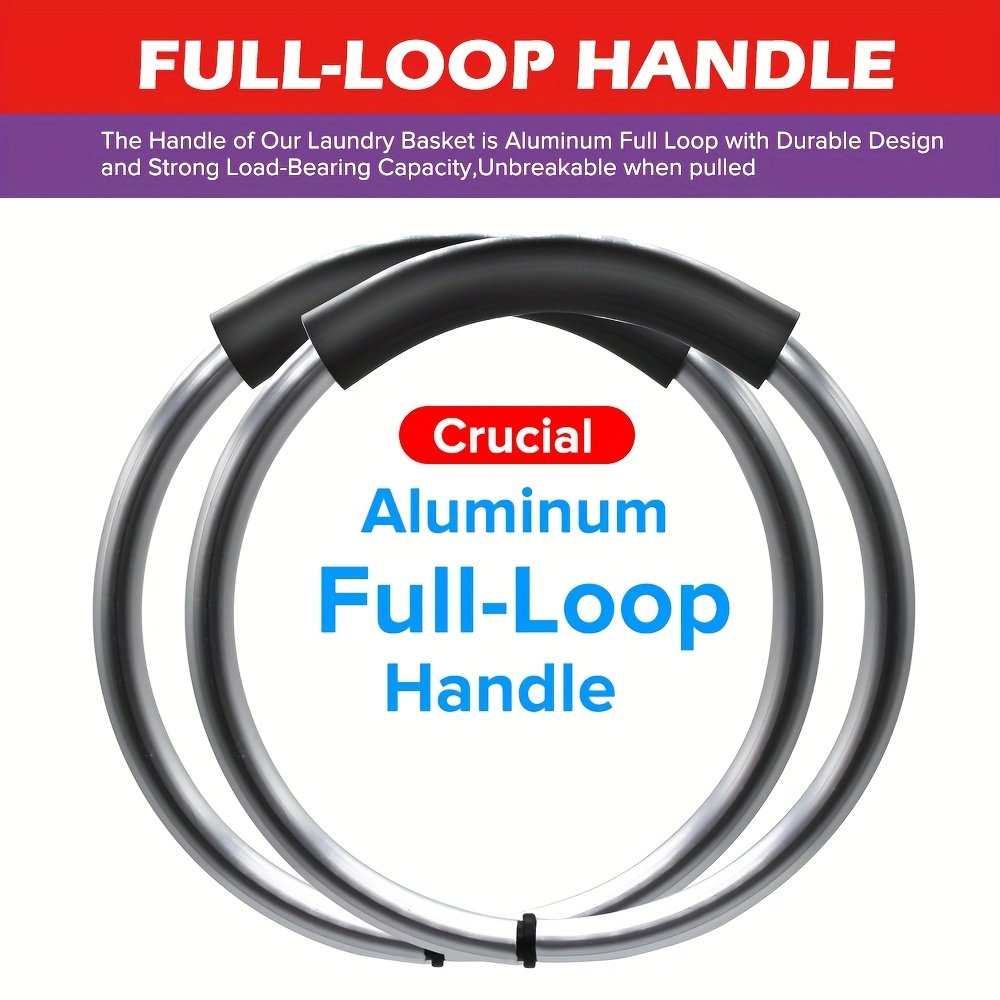 25.1gal Extra Large Foldable Laundry Basket Hamper Bag (Aluminum Full Loop Handle) - Tall Collapsible Fabric Clothes Bin For Bedroom, Bathroom, College Dorm Storage, Closet Organization & Washing (Space-Saving Design) - Image 2