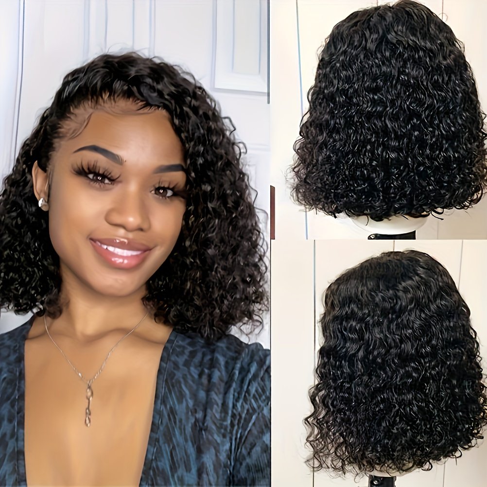 Glueless Water Wave Bob Wig - 13x4 Lace Frontal, High-Density 150% Hair, Look For Daily Wear, 14-26 Inch, Deep Wave Style, - Image 7